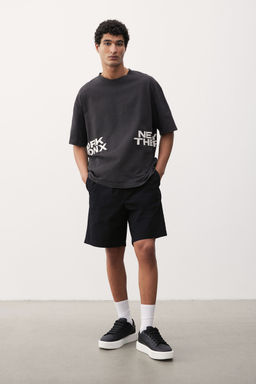 H&M - Men Black Regular Fit Canvas Shorts