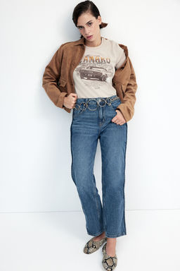 H&M - Women Blue Straight High Ankle Jeans