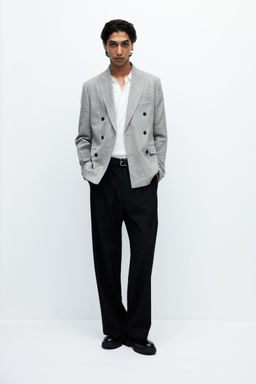 H&M - Men Beige Regular Fit Double-Breasted Jacket