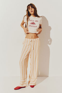 H&M - Women Orange Straight Drawstring Trousers