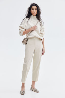 H&M - Women Beige Ankle-Length Cigarette Trousers