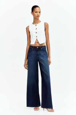 H&M - Women Blue Baggy Wide Low Jeans