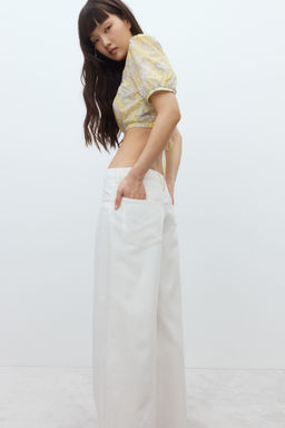 H&M - Women White Baggy Wide Low Jeans