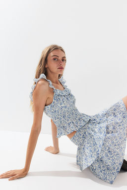 H&M - Women Blue Tie Cotton Skort