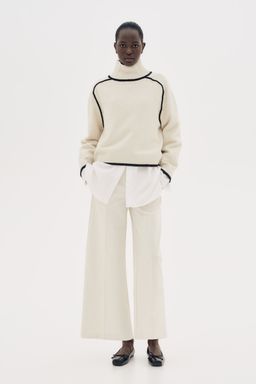 H&M - Women Beige Wide Tailo Trousers