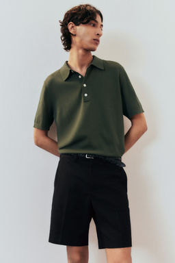 H&M - Men Black Regular Fit Lyocell-Blend Chino Shorts