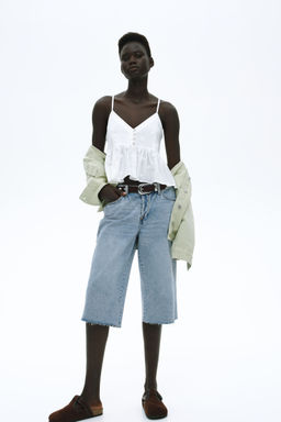 H&M - Women Blue Low Knee-Length Denim Shorts