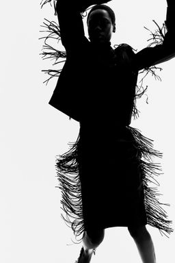 H&M - Women Black Fringed Coated Skirt