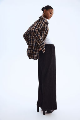 H&M - Women Black Feather Soft Denim Drawstring Trousers