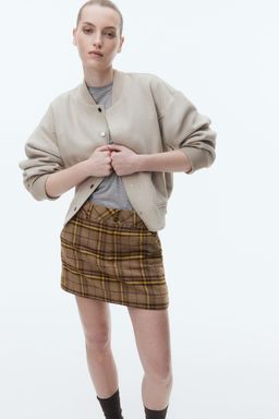 H&M - Women Beige Brushed-Finish Mini Skirt