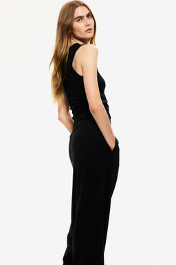 H&M - Women Black Cotton Drawstring Trousers