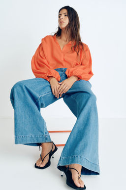 H&M - Women Blue Pull-On Denim Trousers