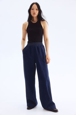 H&M - Women Blue Pull-On Denim Trousers