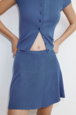 H&M - Women Blue Fla Fine-Knit Skirt