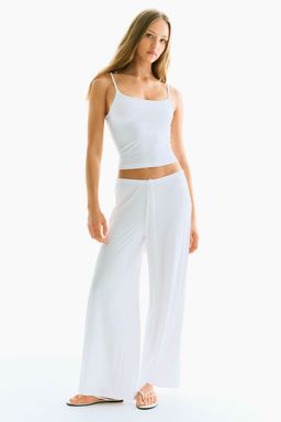 H&M - Women White Wide Drawstring Trousers