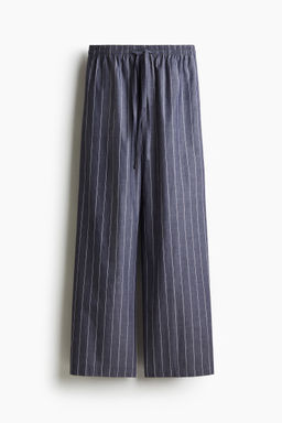 H&M - Women Blue Cotton Drawstring Trousers
