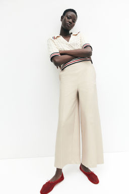 H&M - Women Beige Dart-Waist Culottes