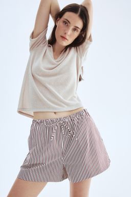 H&M - Women Brown Cotton Drawstring Shorts