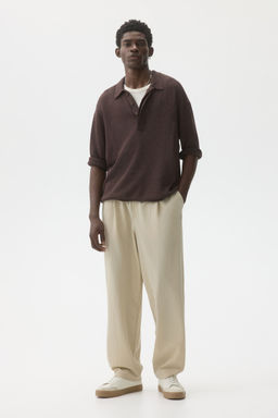 H&M - Men Beige Relaxed Fit Trousers