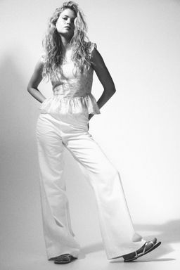 H&M - Women White Wide Ultra High Jeans