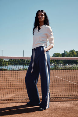 H&M - Women Blue Wide Drawstring Trousers