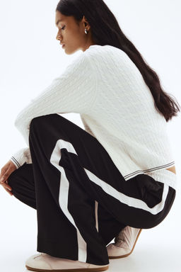 H&M - Women Black Wide Drawstring Trousers