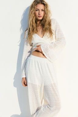 H&M - Women White Lace-Look Pull-On Trousers