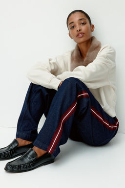 H&M - Women Blue Denim Drawstring Trousers