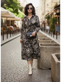 June 9 Clothing - Pebble Grey Oh So Beautiful Midi Shirt Dress with Belt