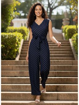 June 9 Clothing - Womens Navy Blue Jumpsuit with Belt
