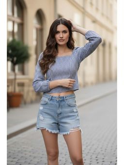 June 9 Clothing - Womens Blue Crop Top