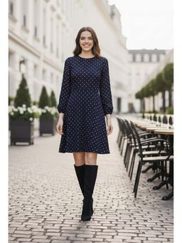 June 9 Clothing - Women's Polka Dot Fit And Flare Dress
