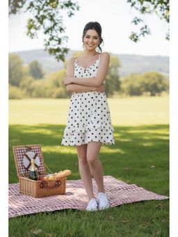 June 9 Clothing - Women's Fit And Flare Polka Dot Sleeveless Dress