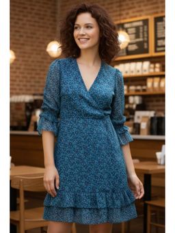 June 9 Clothing - Flirtatious Floral Printed Chiffon Short Mini Dress