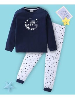 BLUSHES - Unisex Full Sleeves Seamless Stars Printed Sweatshirt with Joggers (Set of 2)