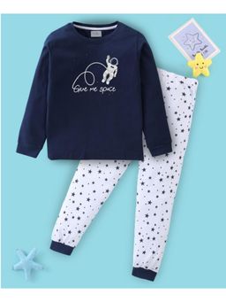 BLUSHES - Unisex Full Sleeves Seamless Stars Printed Sweatshirt with Joggers (Set of 2)