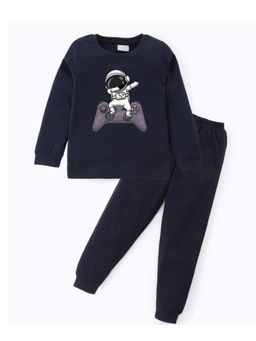 BLUSHES - Unisex Full Sleeves Astronaut Printed Sweatshirt with Joggers (Set of 2)