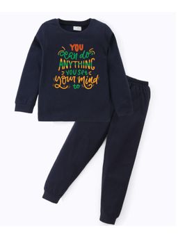 BLUSHES - Unisex Full Sleeves Placement Printed Sweatshirt with Joggers (Set of 2)