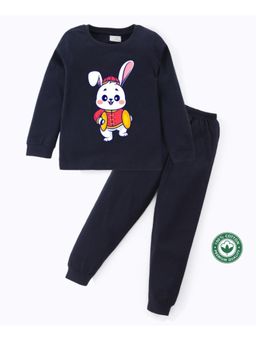 BLUSHES - Unisex Full Sleeves Baby Rabbit Printed Sweatshirt with Joggers (Set of 2)
