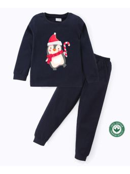 BLUSHES - Unisex Christmas Theme Penguin Printed Sweatshirt with Joggers (Set of 2)