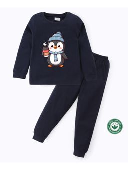 BLUSHES - Unisex Full Sleeves Penguin Printed Sweatshirt with Joggers (Set of 2)