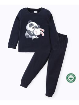 BLUSHES - Unisex Full Sleeves Panda & Rabbit Printed Sweatshirt with Joggers (Set of 2)
