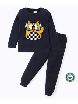 BLUSHES - Unisex Full Sleeves Owl Printed Sweatshirt with Joggers (Set of 2)