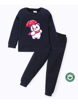 BLUSHES - Unisex Full Sleeves Bear Printed Sweatshirt with Joggers (Set of 2)