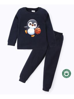 BLUSHES - Unisex Full Sleeves Penguin Printed Sweatshirt with Joggers (Set of 2)