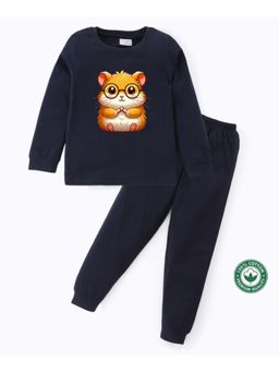 BLUSHES - Unisex Full Sleeves Chipmunk Printed Sweatshirt with Joggers (Set of 2)