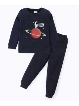 BLUSHES - Unisex Full Sleeves Placement Printed Sweatshirt with Joggers (Set of 2)