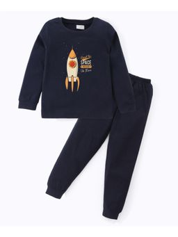 BLUSHES - Unisex Full Sleeves Placement Printed Sweatshirt with Joggers (Set of 2)