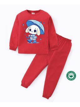 BLUSHES - Unisex Full Sleeves Cute Rabbit Printed Sweatshirt with Joggers (Set of 2)