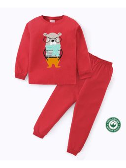 BLUSHES - Unisex Full Sleeves Bear Printed Sweatshirt with Joggers (Set of 2)